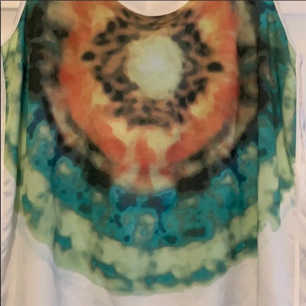 Vince Camuto Sleeveless Blouse Size S | Sheer Layered Tank | Abstract Print - Picture 2 of 4